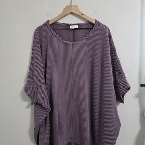 ANDREE BY UNIT Purple Pinstripe Short Sleeve Top